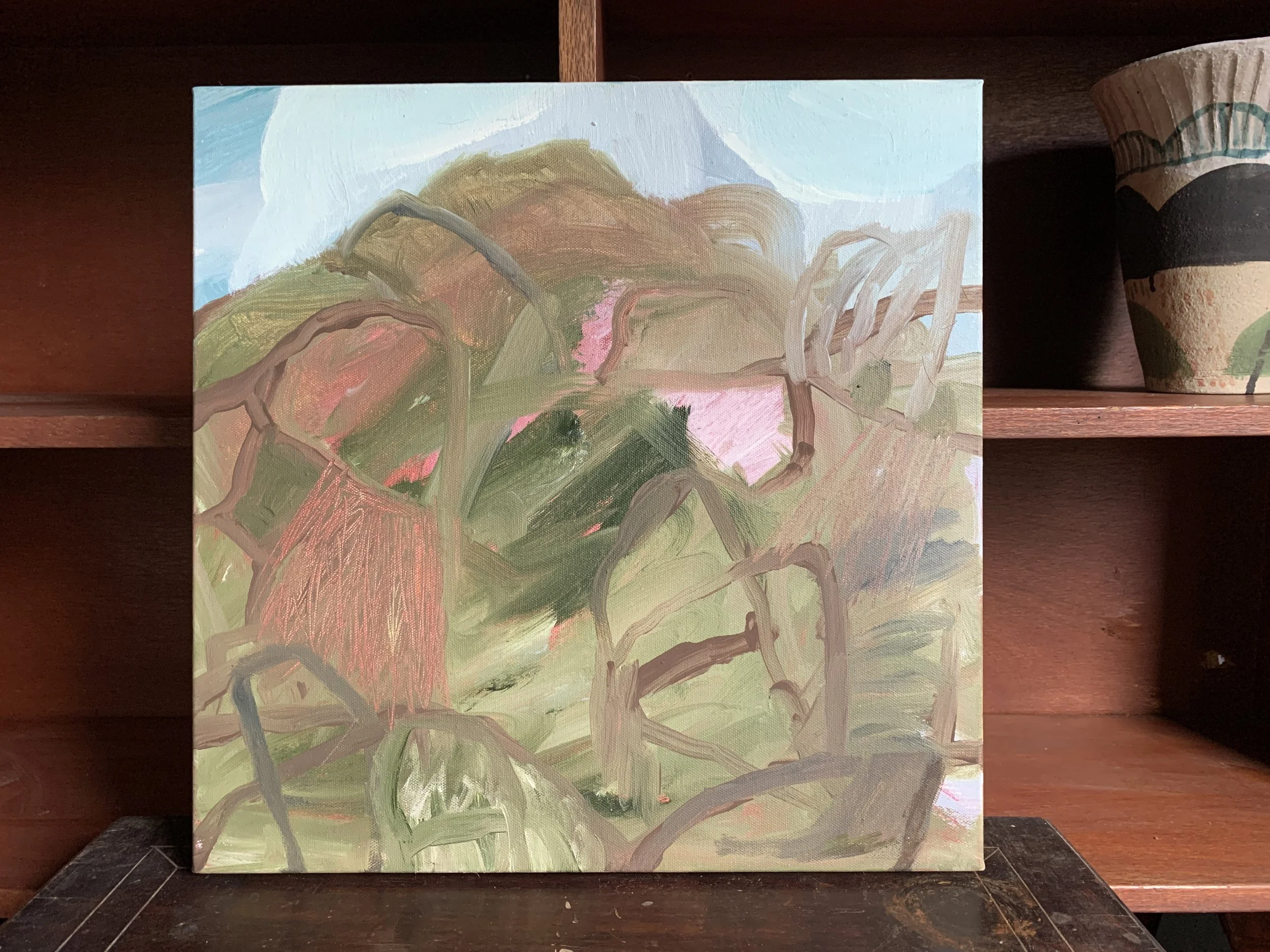 David Usher, Mt Lofty During the Day, 2024, acrylic on canvas, 41 x 41cm