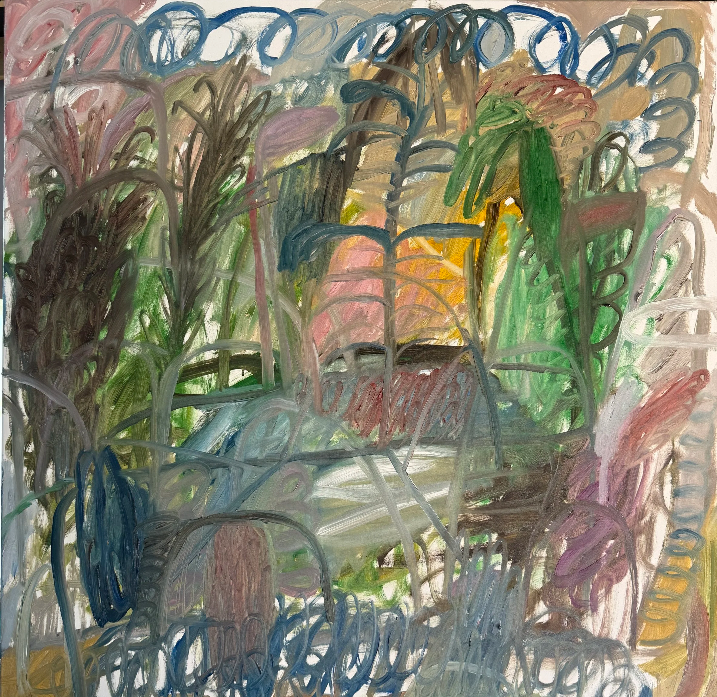 David Usher, 'Pink Gin in the Evening', oil on canvas, 101 x 101cm