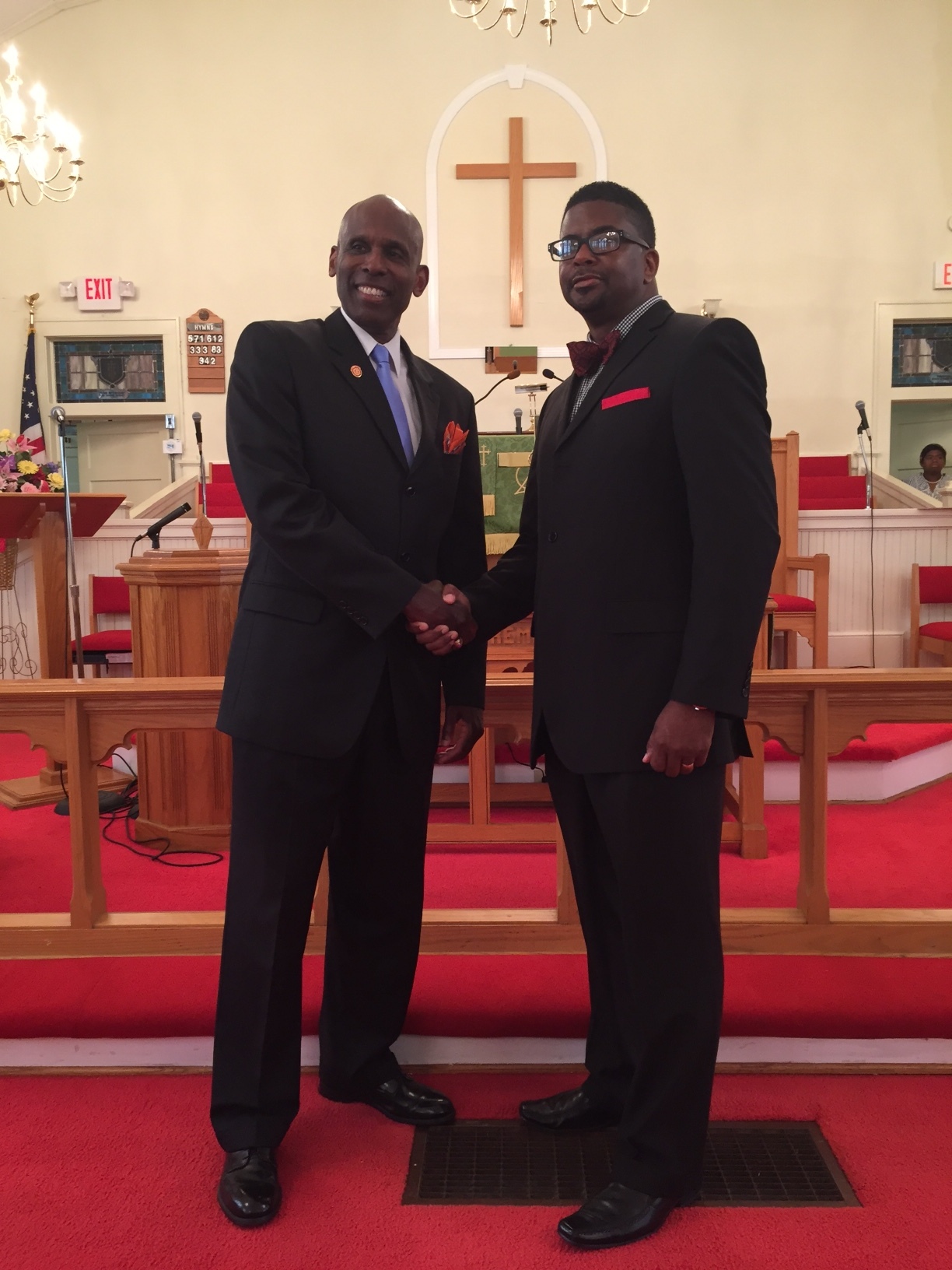 Carl with Pastor Evans after speaking engagement