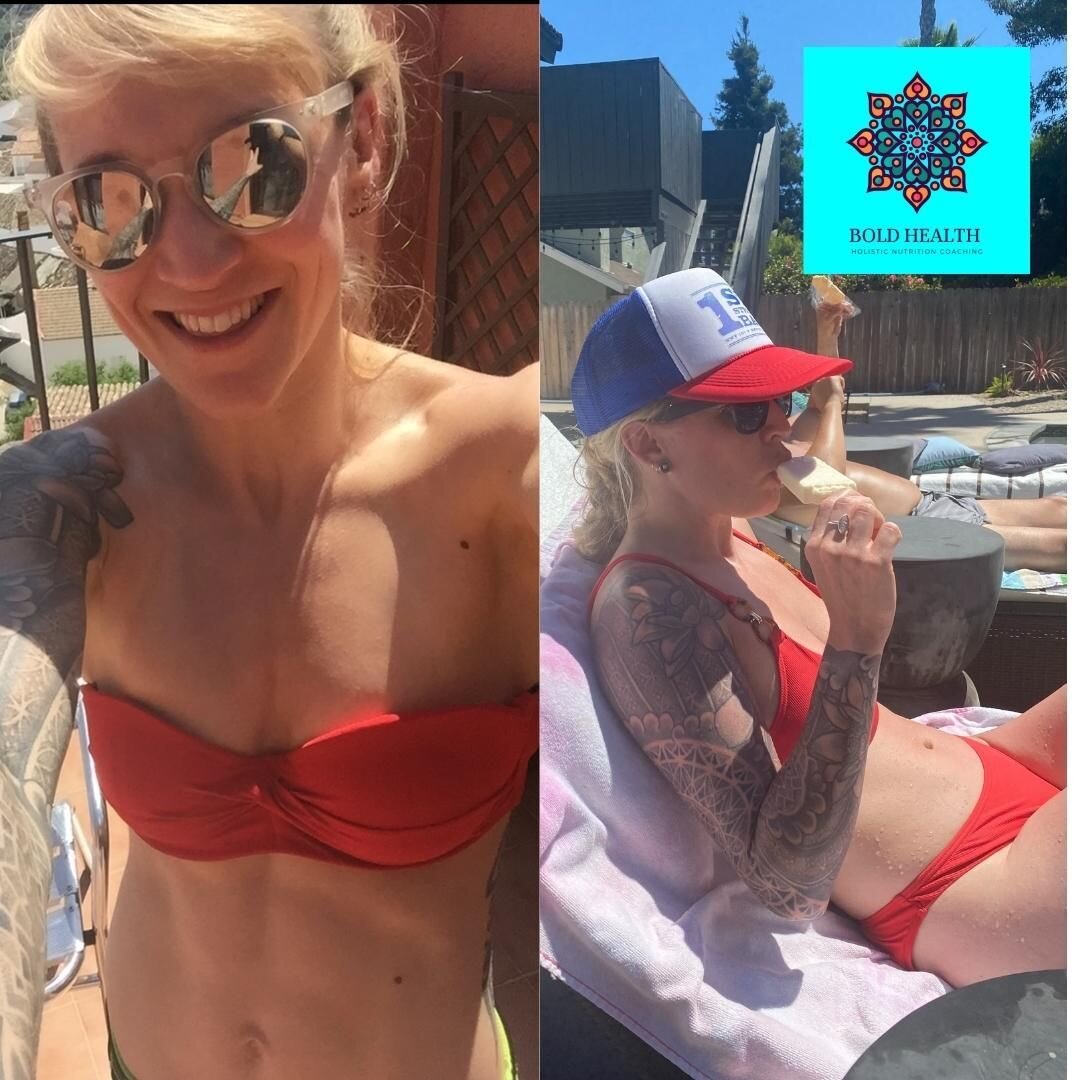 2017 (left) eating about 1000 calories a day, very restricted diet and over training. Self worth entirely based around how tiny I could be. 

2022 (right) giving far less fucks about my body composition, food freedom and intuitive training/movement..