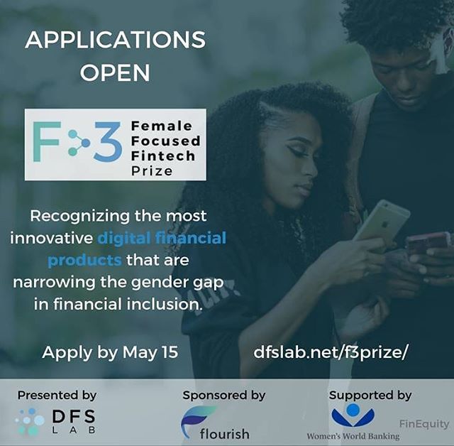 DFS Lab has opened applications for the F3 Prize! ❇
The prize is aimed at recognising the most innovative digital financial products that are narrowing the #gendergap in #financialinclusion.
The winner and two runners up will be invited to and featured at the FT/ IFC Transformative Business Awards 2019, held in London.
Think your digital financial product might win? Visit https://dfslab.net/f3prize to learn more!