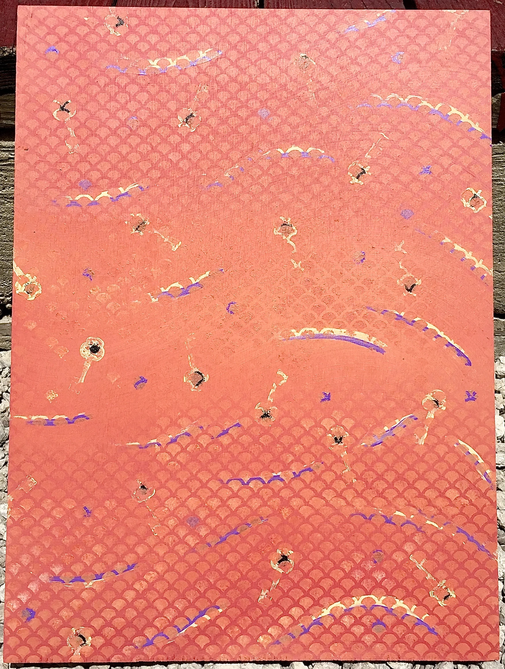 SUSPENDED KEYS- ACRYLIC ON WOOD 16" X 20" READY TO HANG $125 USD