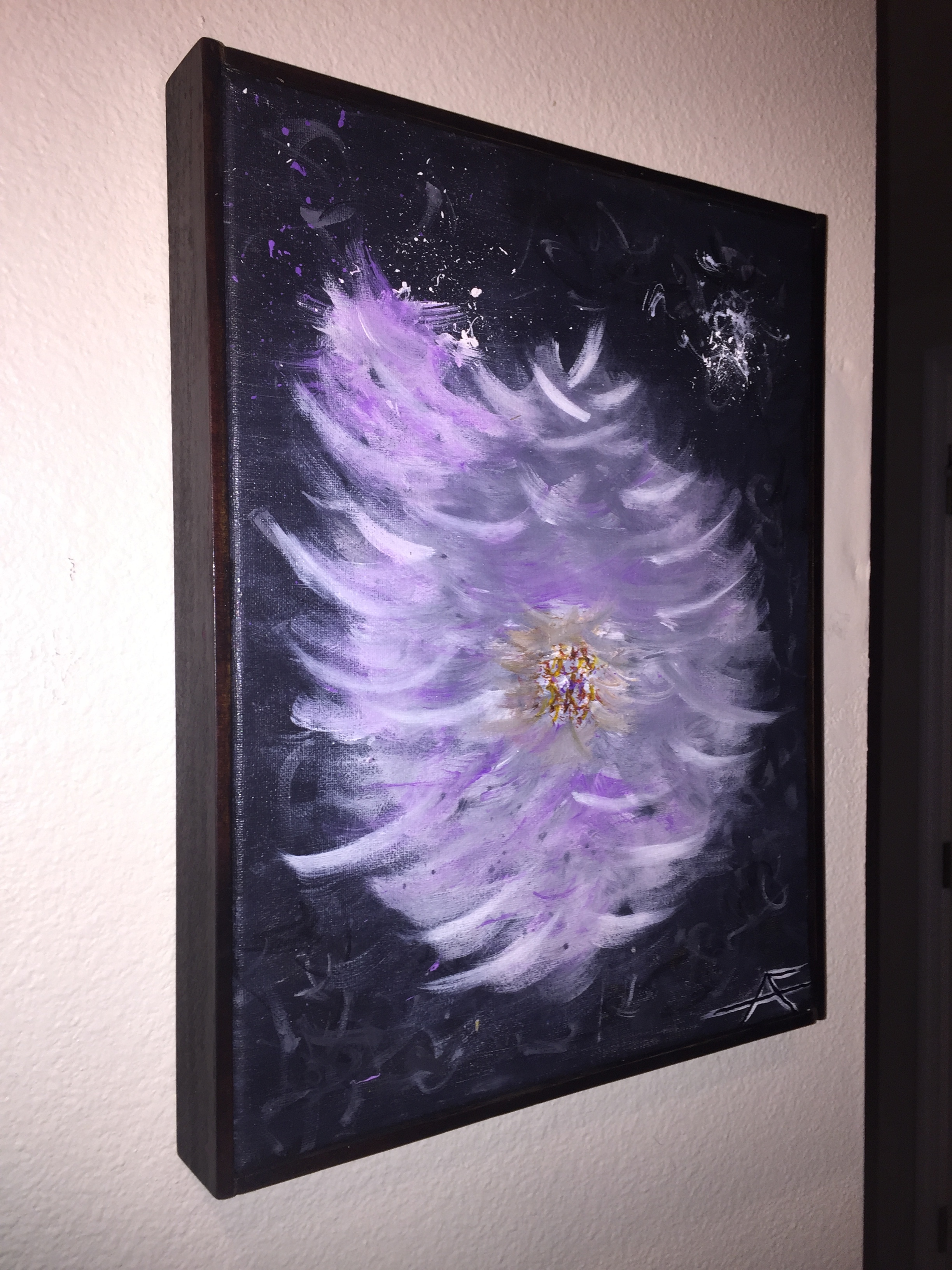 Purple Flower Abstract in custom strained frame.