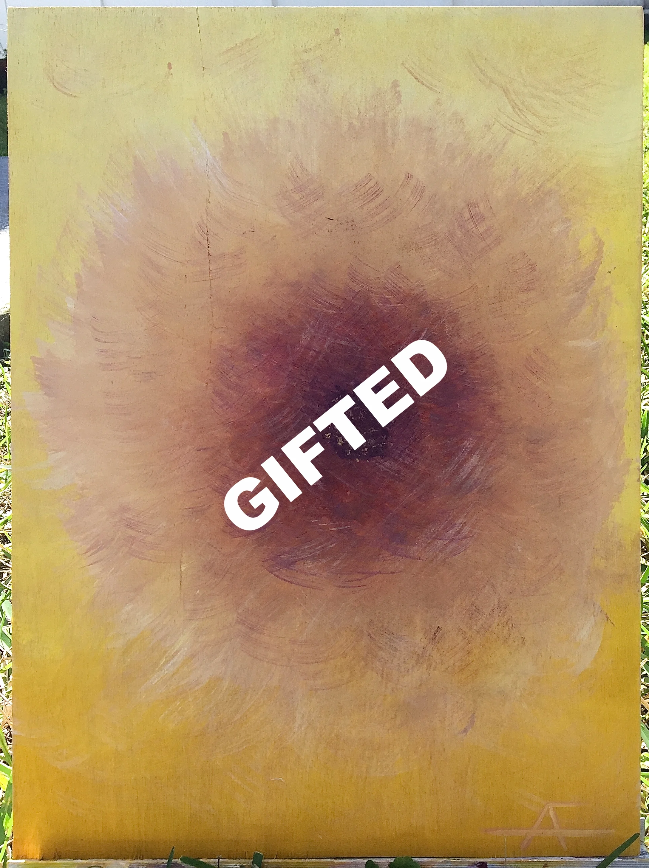 FUZZY FLOWER- ACRYLIC ON WOOD $16 X 20" READY TO HANG•