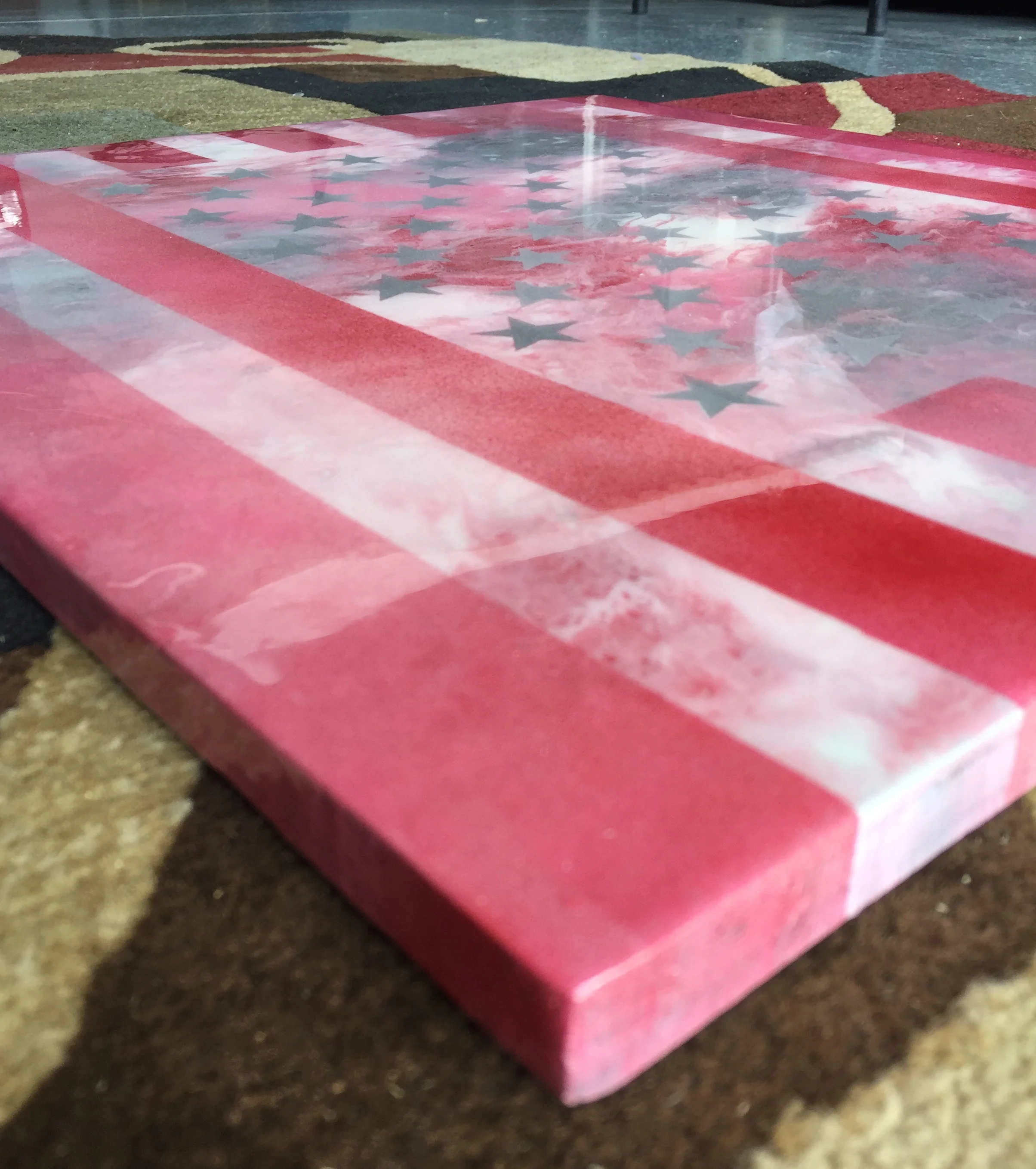 OLD GLORY (spray painted resin on wood)