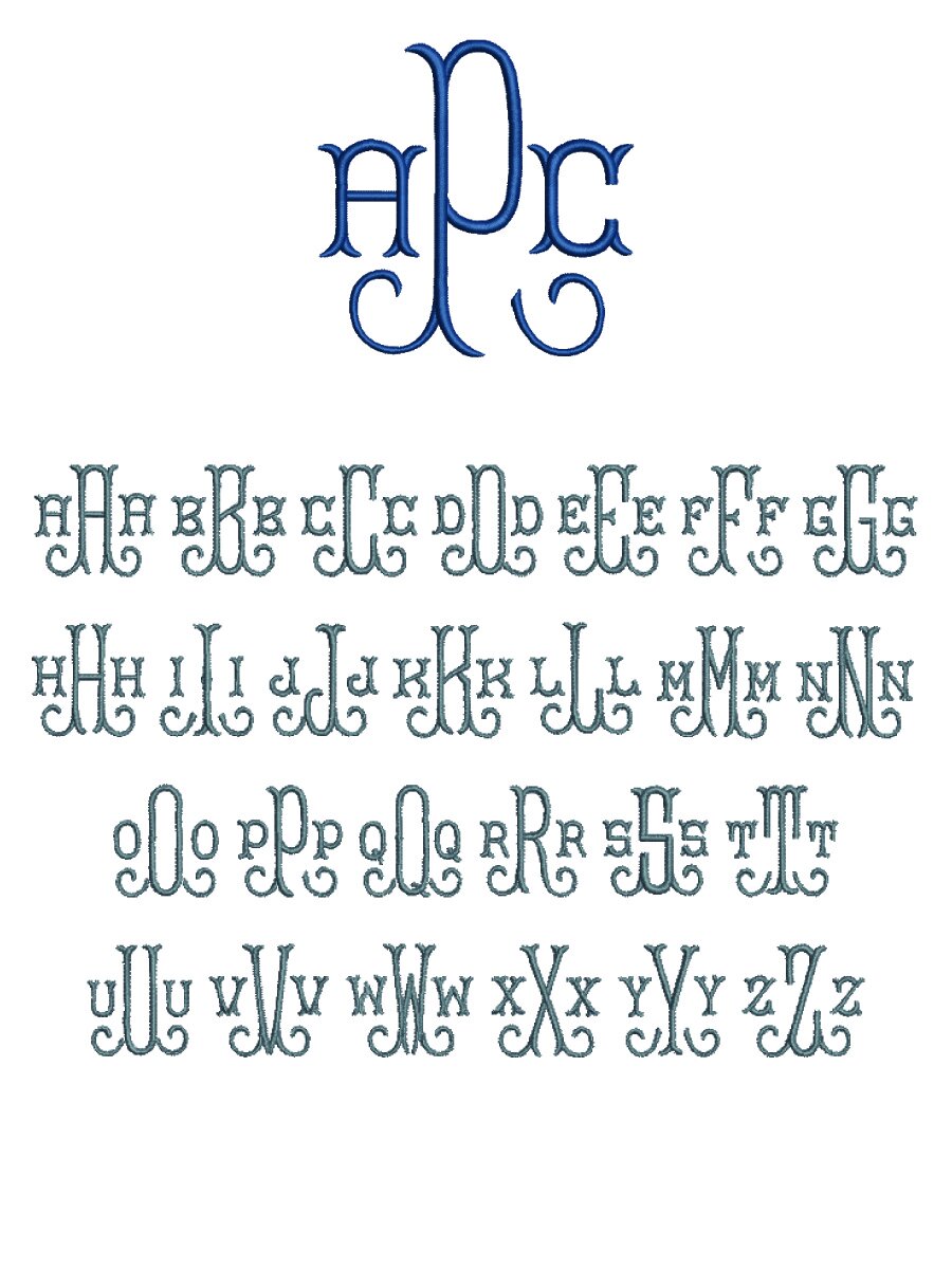Pop Machine Embroidery Font Monogram Alphabet Monogram 