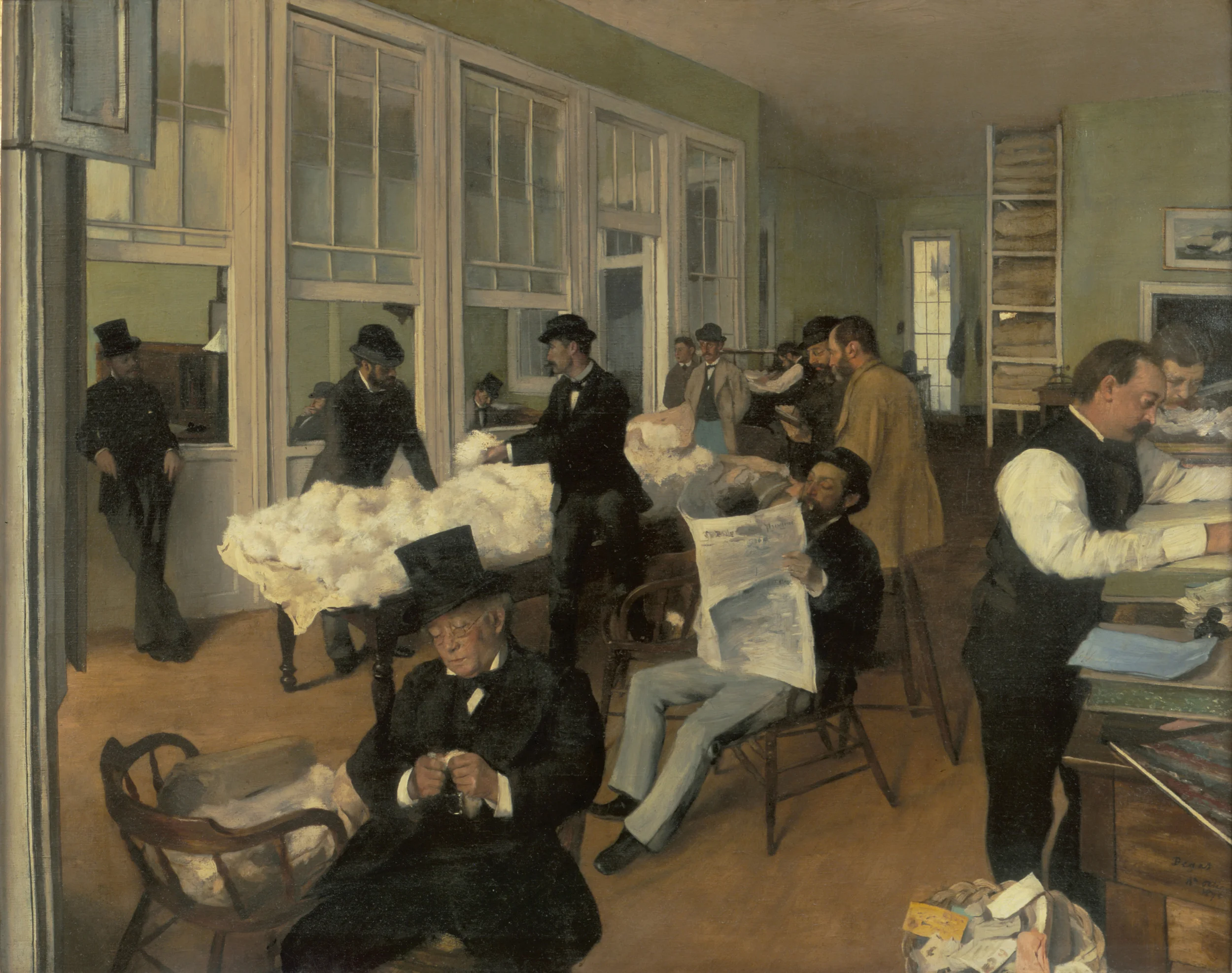 A Cotton Office, New Orleans (Portraits in a Cotton Office), 1873, oil on canvas, 28 3/4 x 36 1/4 in., Musée des Beaux Arts, Pau