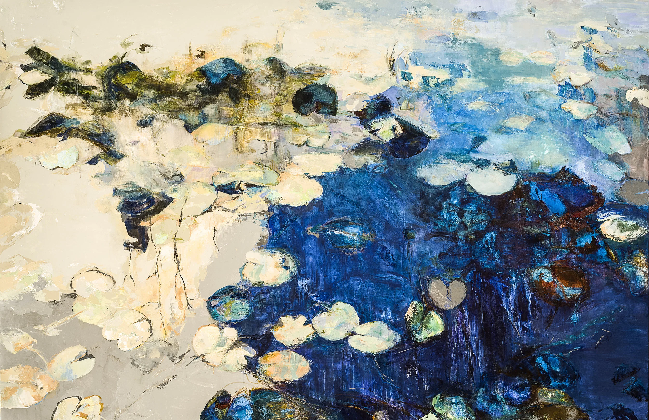 Syncopation, 2016, mixed media on canvas, 74 x 98 in. framed