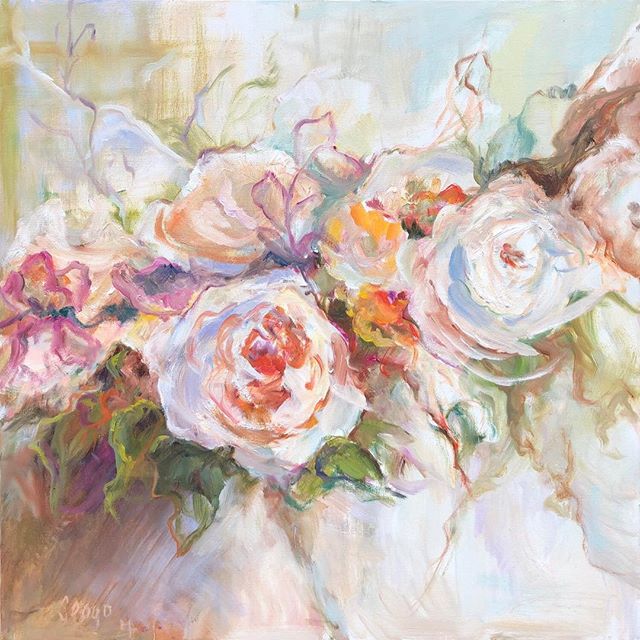 A gorgeous painting of roses is on its way to a lovely Uptown New Orleans home- congrats Mary Helen Seago @degasgallery #roses #degasgallery #neworleans