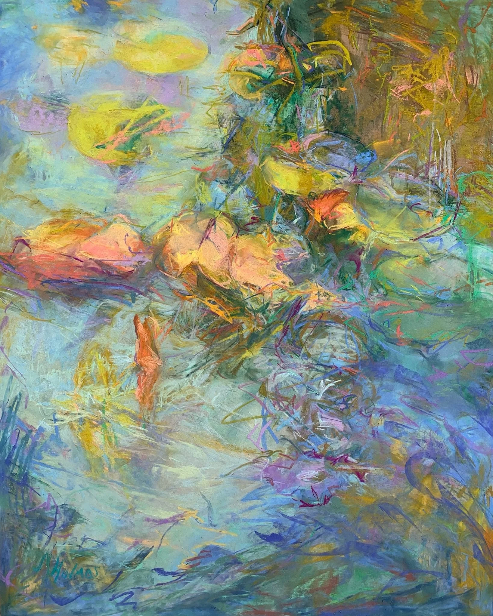 SOLD: Rainbow Water Lilies (Honorable Mention, Floral, Plein Air Magazine Salon Competition, 2022)
