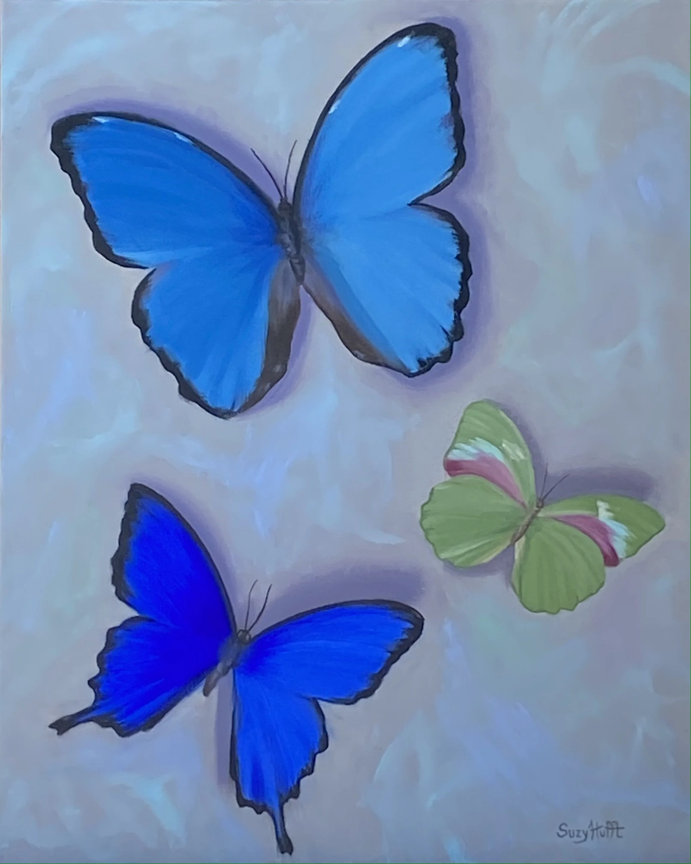 SOLD: Blue and Green Butterflies