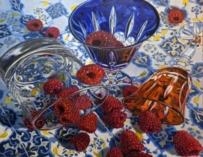 Glass Tumblr with Raspberries