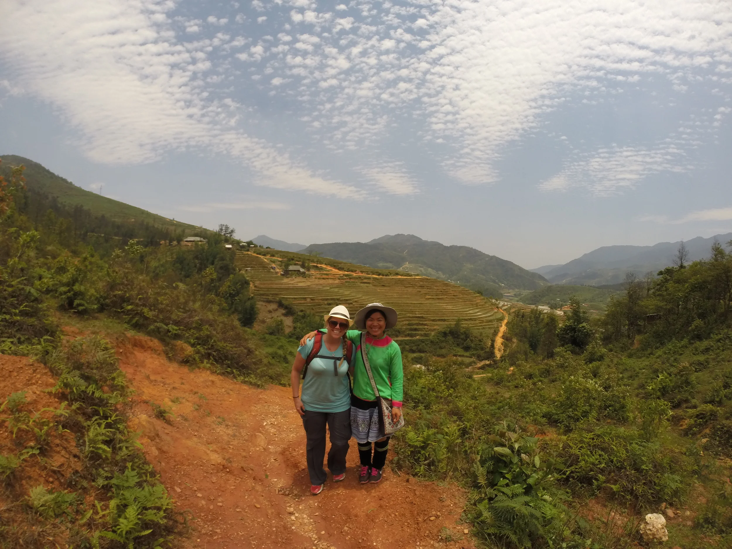 Me and my guide, Pham, as we take off through the rice terraces.