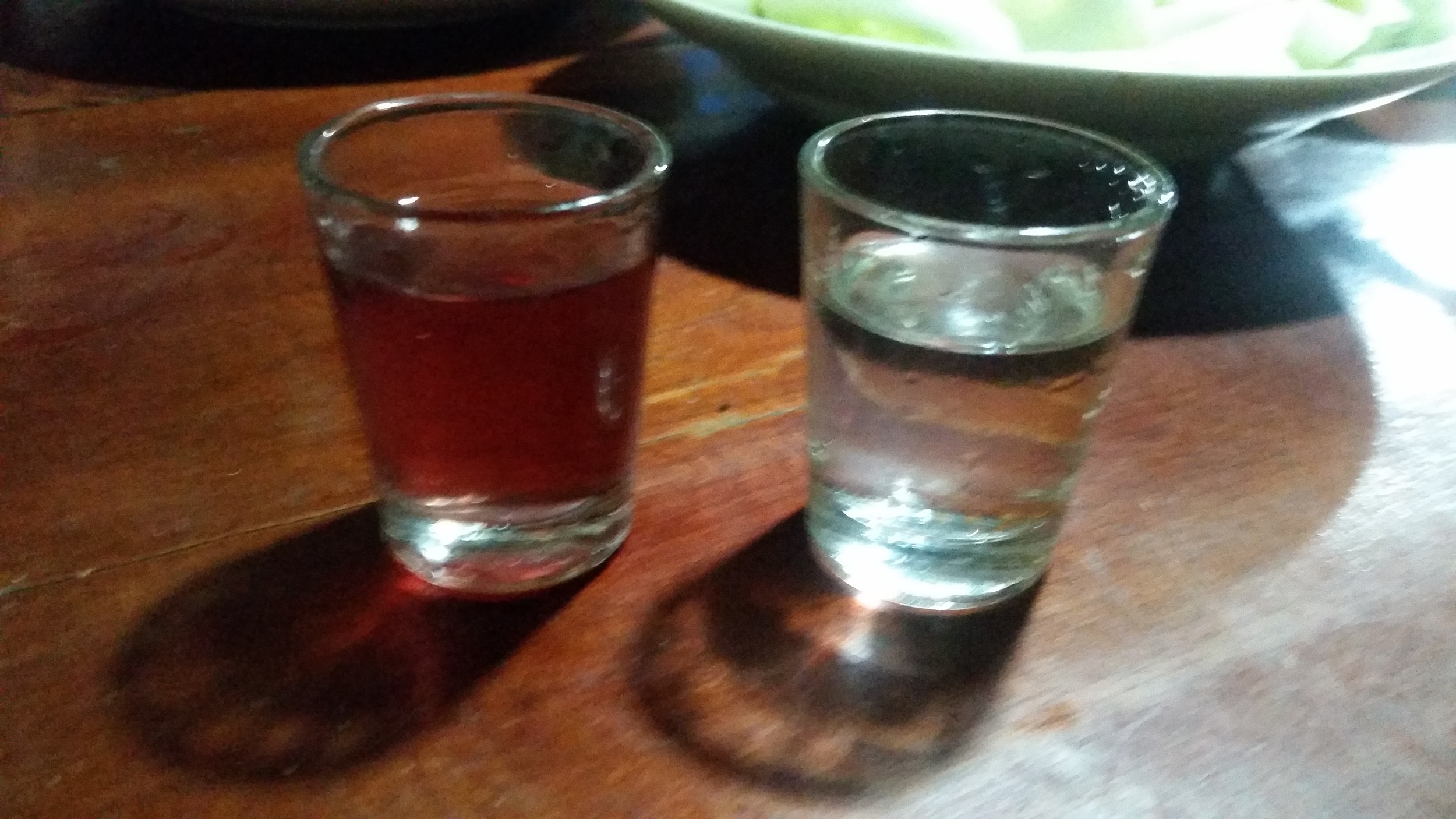 Red and white opium wine.