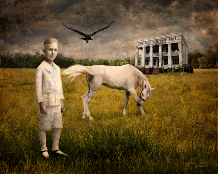 Darlene Foster, "All the Pretty Little Horses," photographic montage, 2014.  Image © Darlene Foster. 