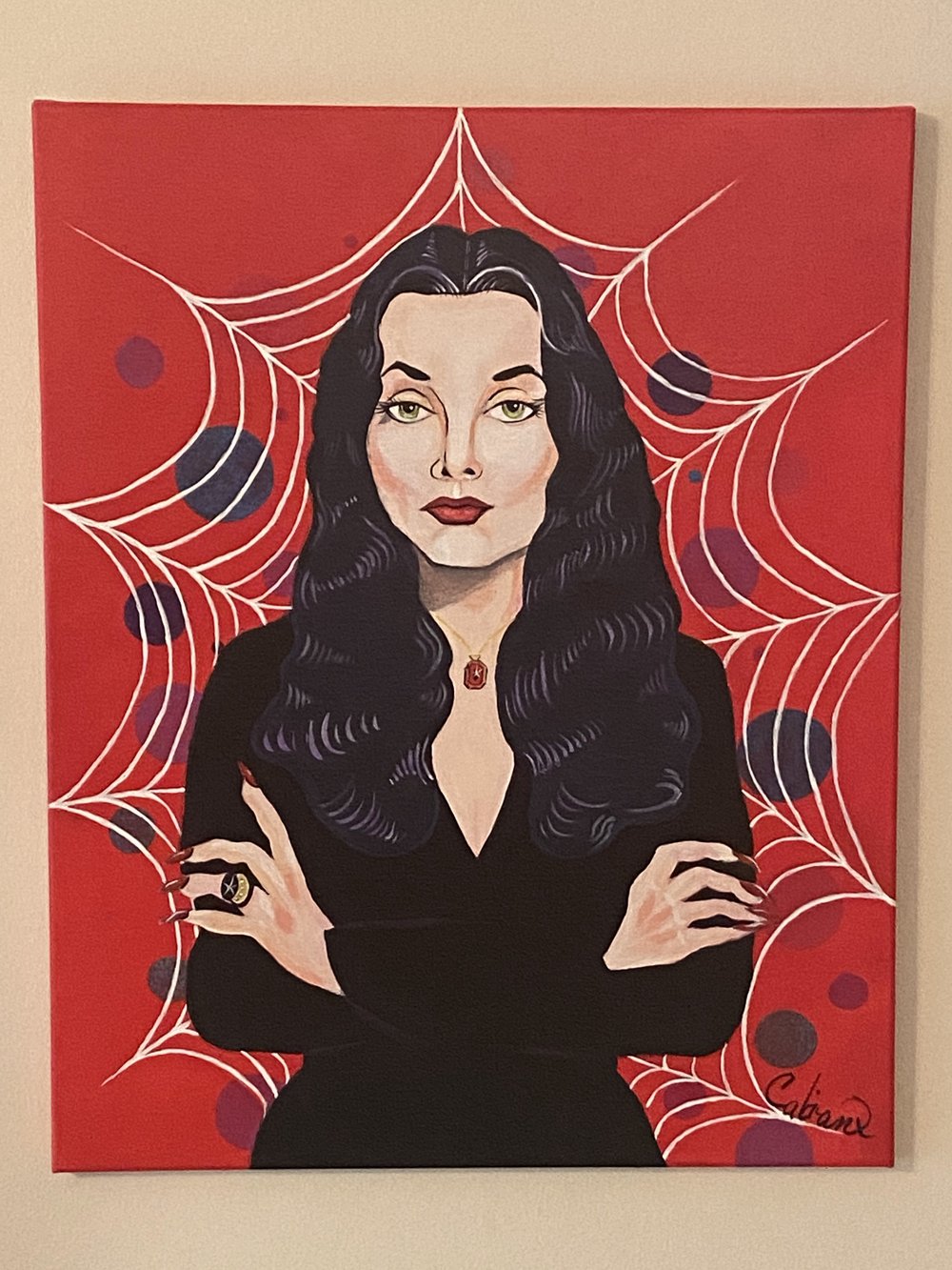 Geri Caban, "Carolyn Jones as Morticia Addams"