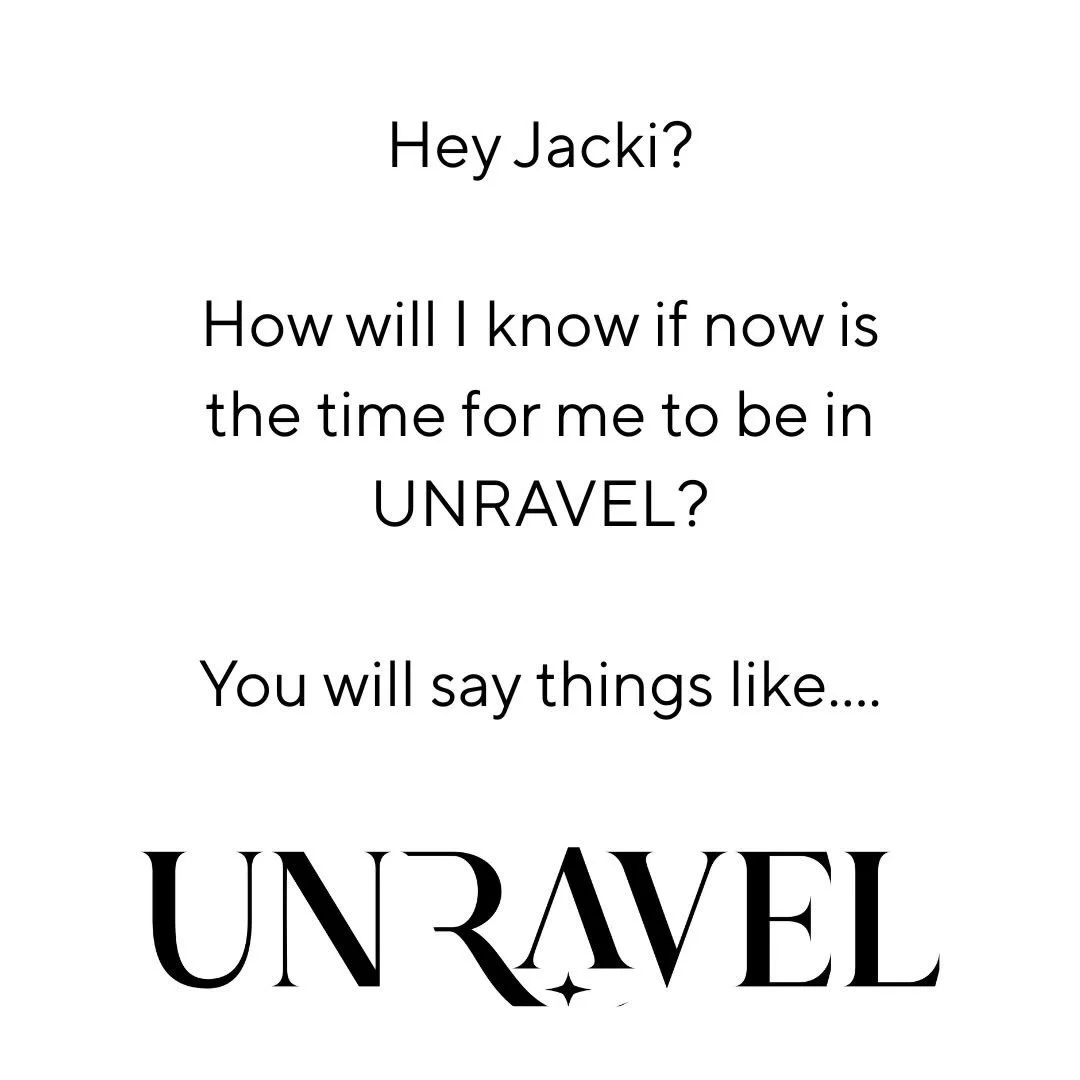 Okay but what do I get?

 🧶 January - May coaching immersion to support your becoming in 2026
🧶 Ten (10!) one on one coaching sessions with Jacki 
🧶 First of the month intentions and accountability group calls 
🧶 All access to my Writing Club in 