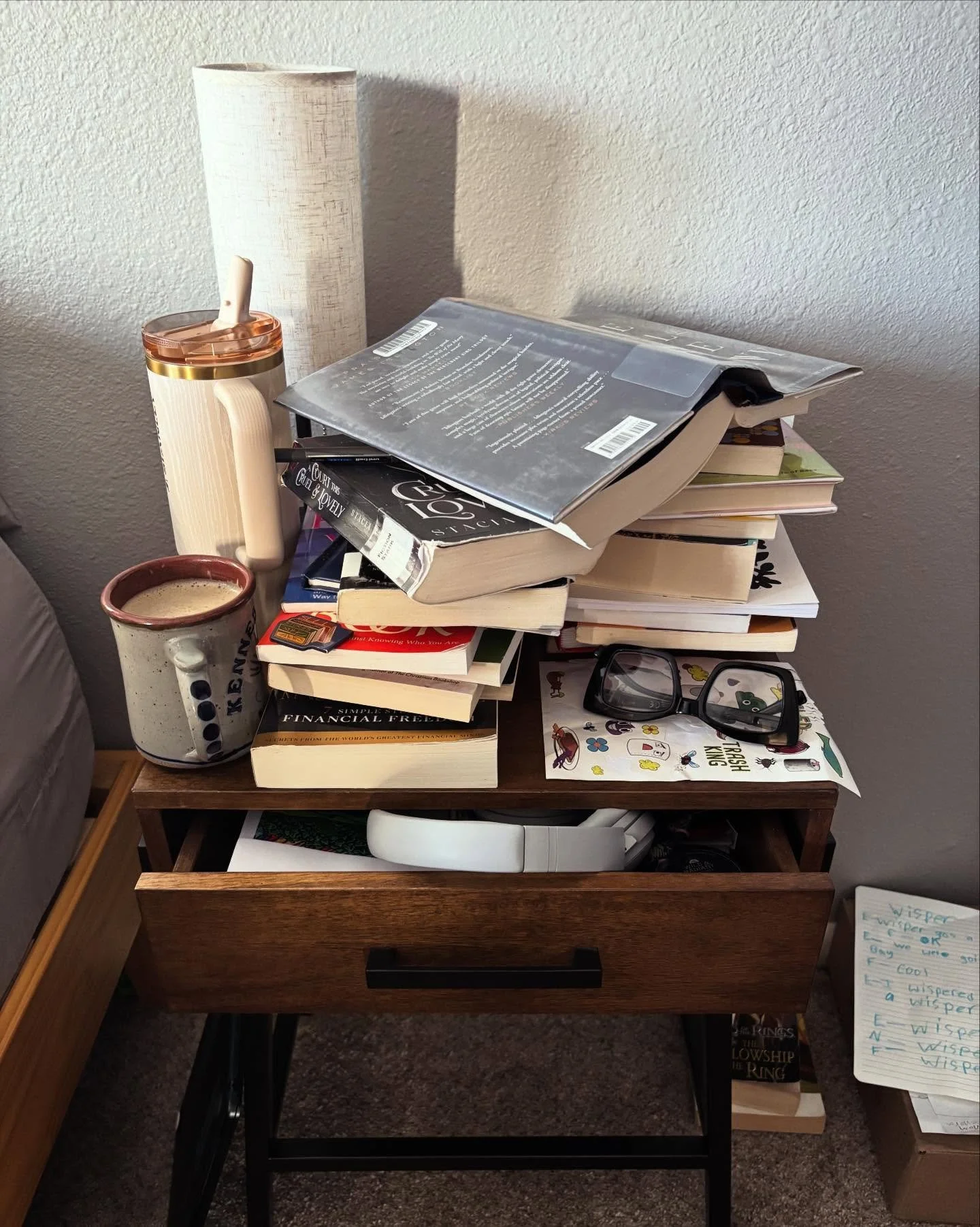 Dearest little nightstand,

Thank you for the holding the weight of my imagination, my reminders of hope, my tether to desire, creative outlets, new worlds and my yearning for expansion. Don't listen to what the others say, it's you and me, babe. We 