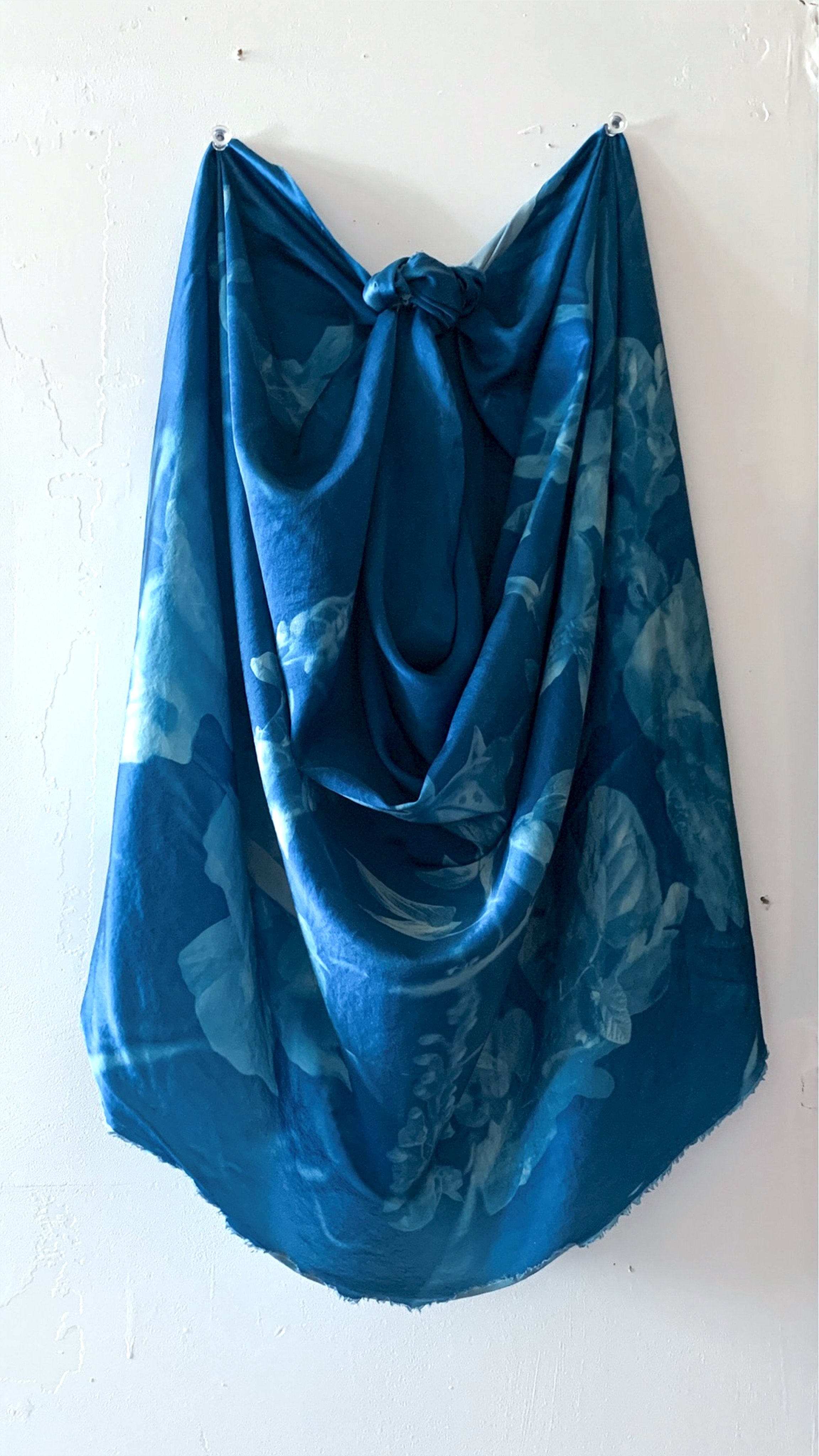  draped cyanotype on silk 42 x 24 inches 2023 