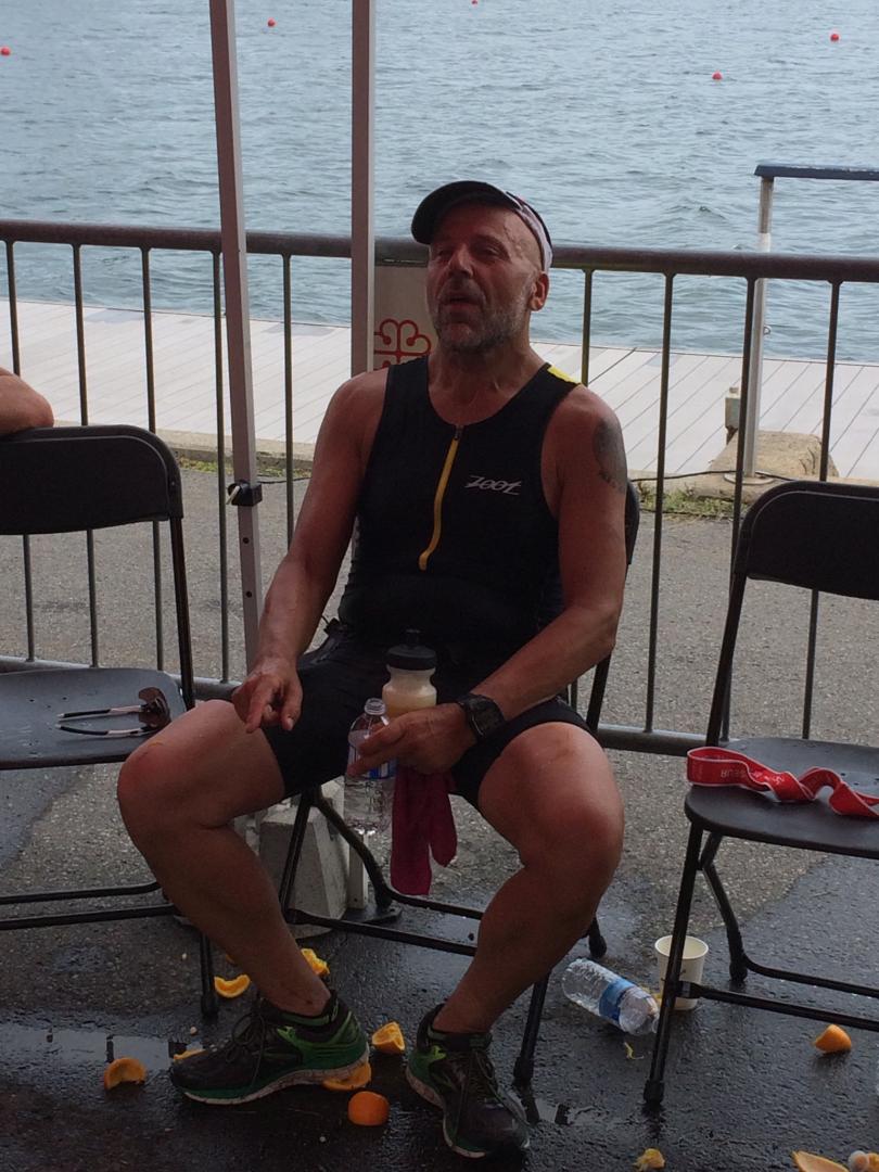 Robert at his current "work" - the end of the Espirit triathlon in Montreal in September 2016.