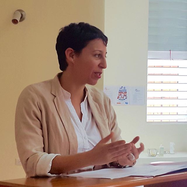 During opening remarks for a debate tournament in Port-au-Prince, Haiti, where Maroussia was a member of the jury.