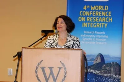Susan speaking at the 4th World Conference on Research Integrity in Rio in 2015.
