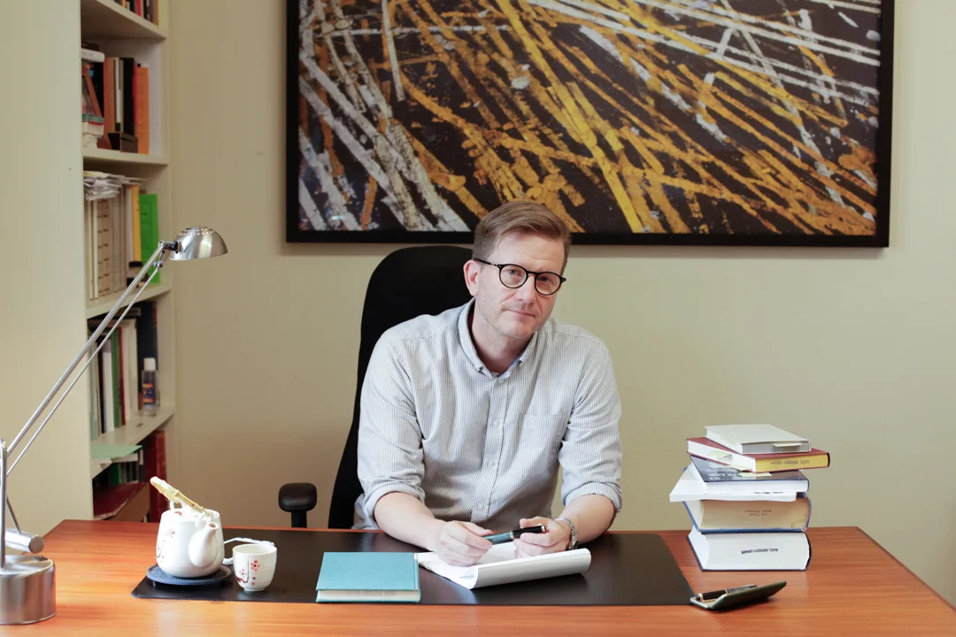 Professor Dedek at his desk.