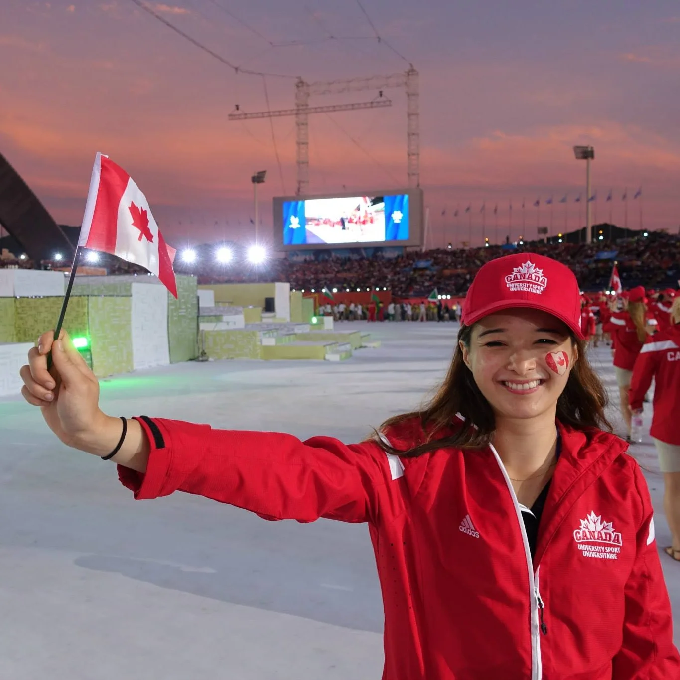 Louise at the opening ceremony of the 2015 University Games in Gwanju, South Korea (during law school). Read about her experience fencing while at law school here : https://www.canadianlawyermag.com/author/anastasiya-jogal/fencing-through-law-school-2945/