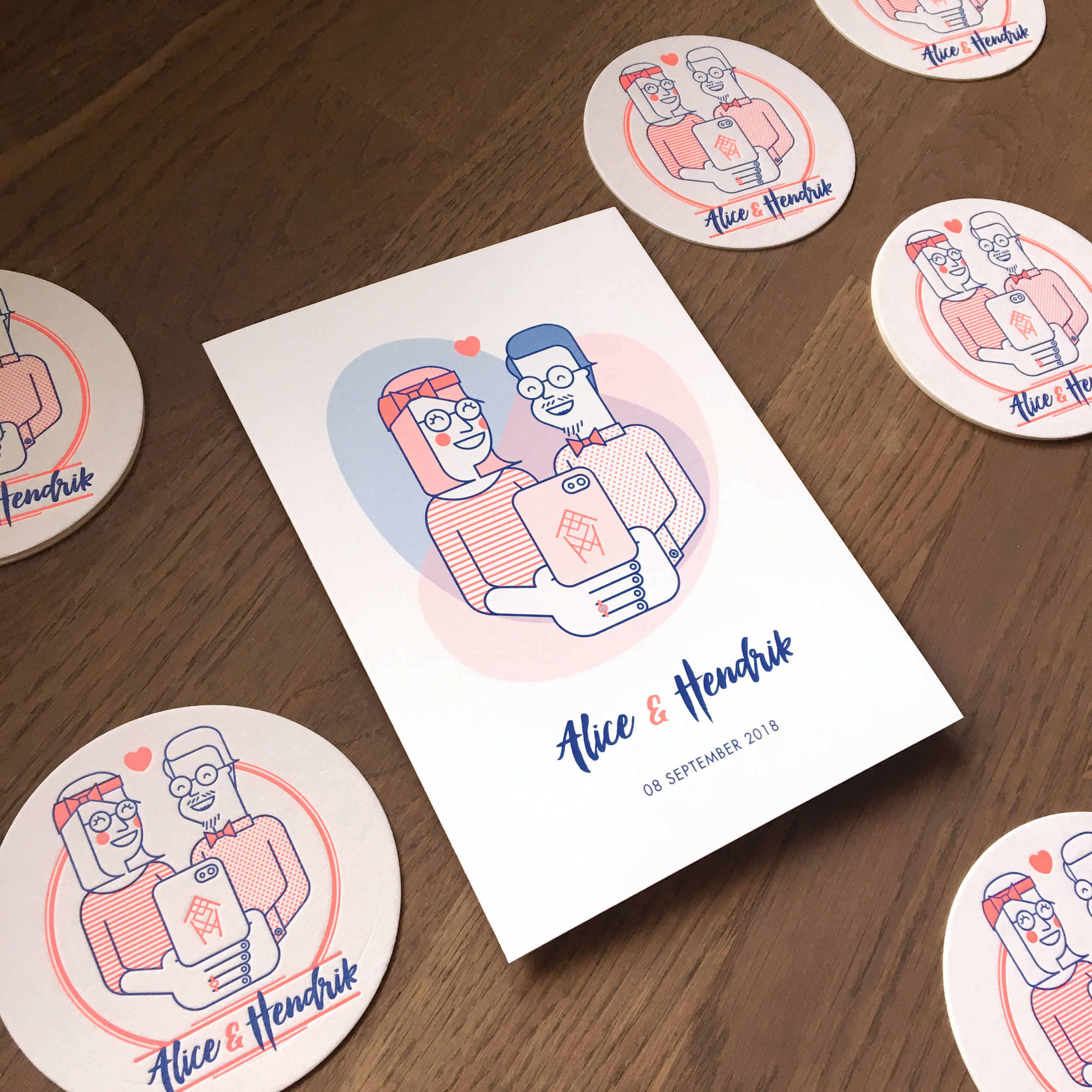 illustration_andre_levy_zhion_vector_flat_outline_alice_hendrik_portrait_wedding_icons_selfie_happyalice_happyhendrik_coasters_letterpress.jpg