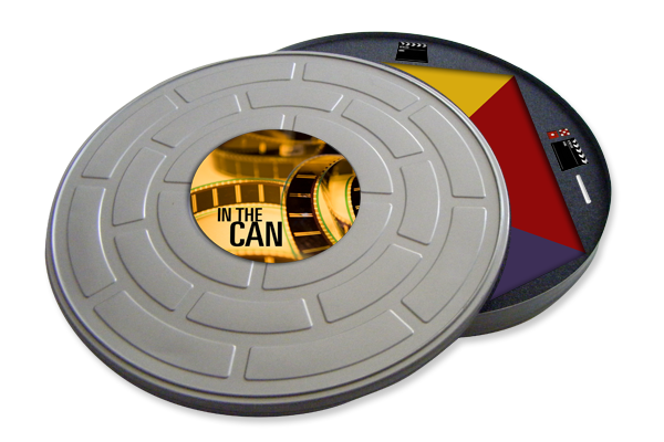 the game is packaged in a film reel tin.