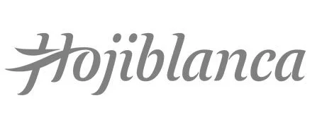 Logotipo con la palabra 'Hojiblanca' en letra cursiva gris