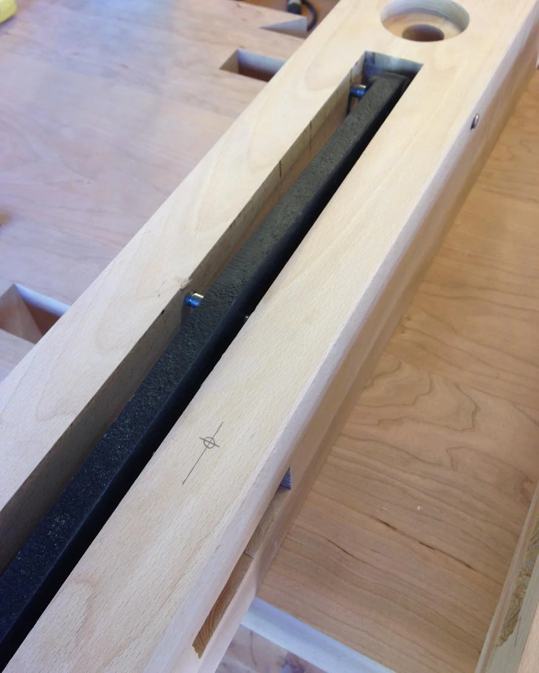 I like to use a 5/8" peg for the drawbore on Roubo benches. It’s a substantial pin and makes me feel good that it will be strong forever with no glue. I will rive the pins from white oak.
#drawbore #madeinusa #madeinmichigan #Benchcrafted #woodshop #workshop #woodwork #handmade #cherry #beech #workbench #roubo #tenon #dovetail #legvise #wagonwheel #woodworking #mcmfurniture #lienielsen #whiteoak http://ift.tt/1KrtFFM