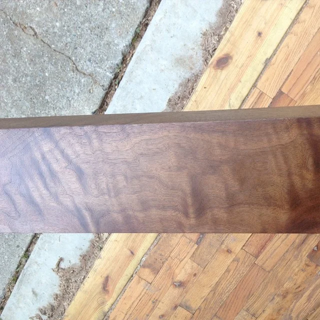 2-&frac34;"x5"x13'6" walnut beam received its final coat of tung oil today. Installation is set for Saturday in East Lansing!
#walnut #beam #custom #figuredlumber #figured #modern #workshop #handmade #mcmfurniture http://ift.tt/1IM0vGB