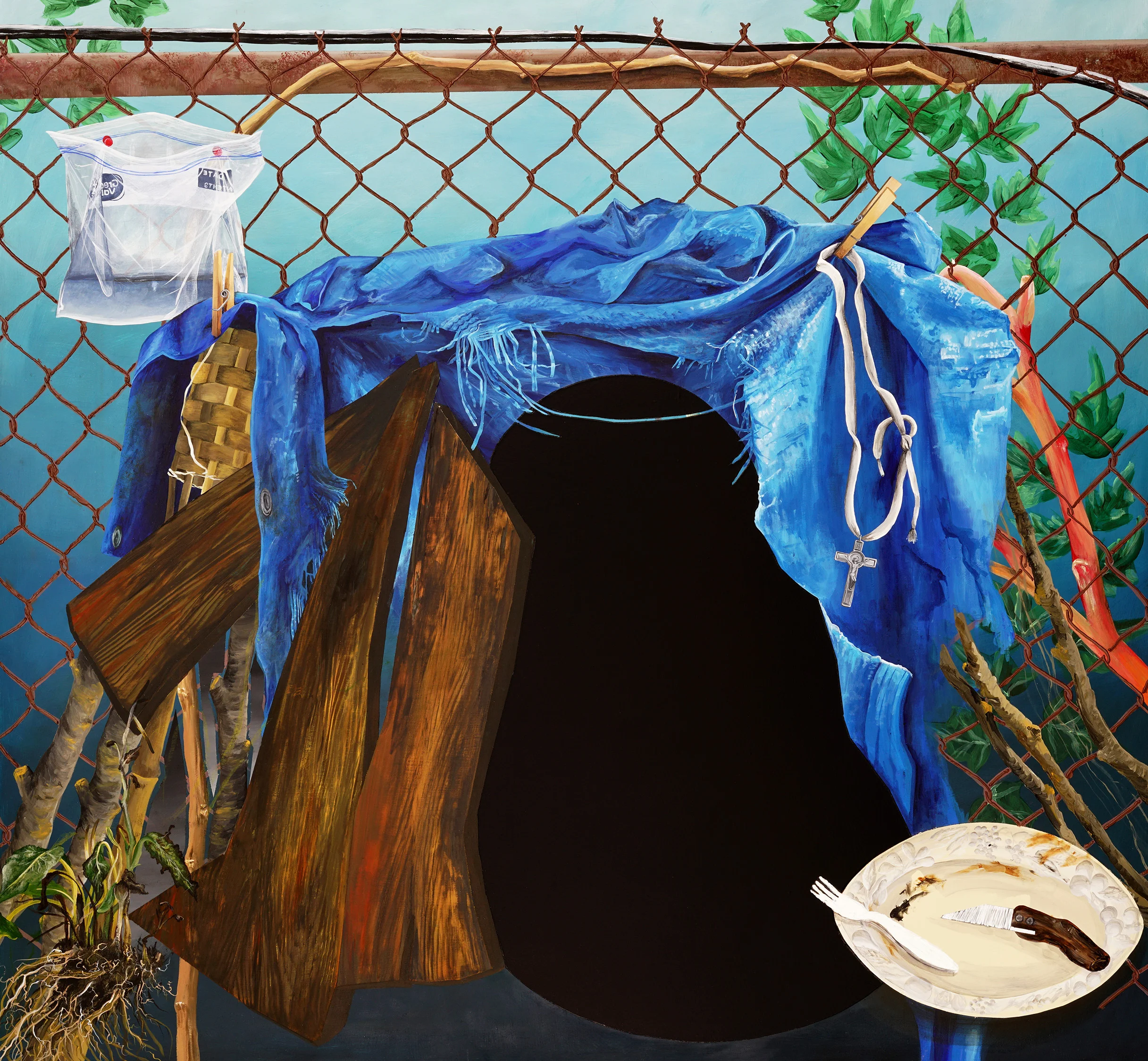 Basic Needs 2015 acrylic, spray paint, paint pen, gel 