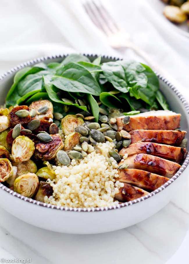 http://cookinglsl.com/balsamic-brussels-sprouts-and-chicken-quinoa-bowls/