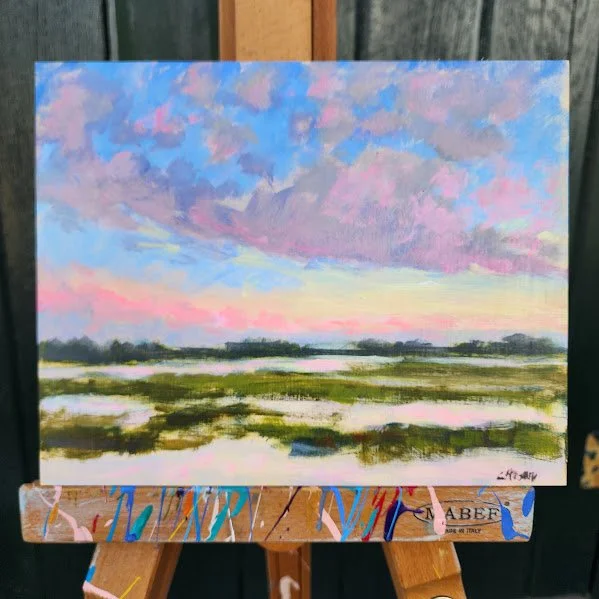 Marsh Sunset No. 25 on the easel.jpg