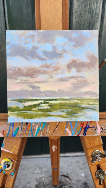 Marsh Sunset No. 27 on the easel.jpg