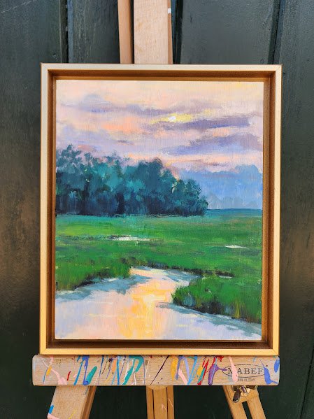 Marsh sunset no 21 on easel.jpg