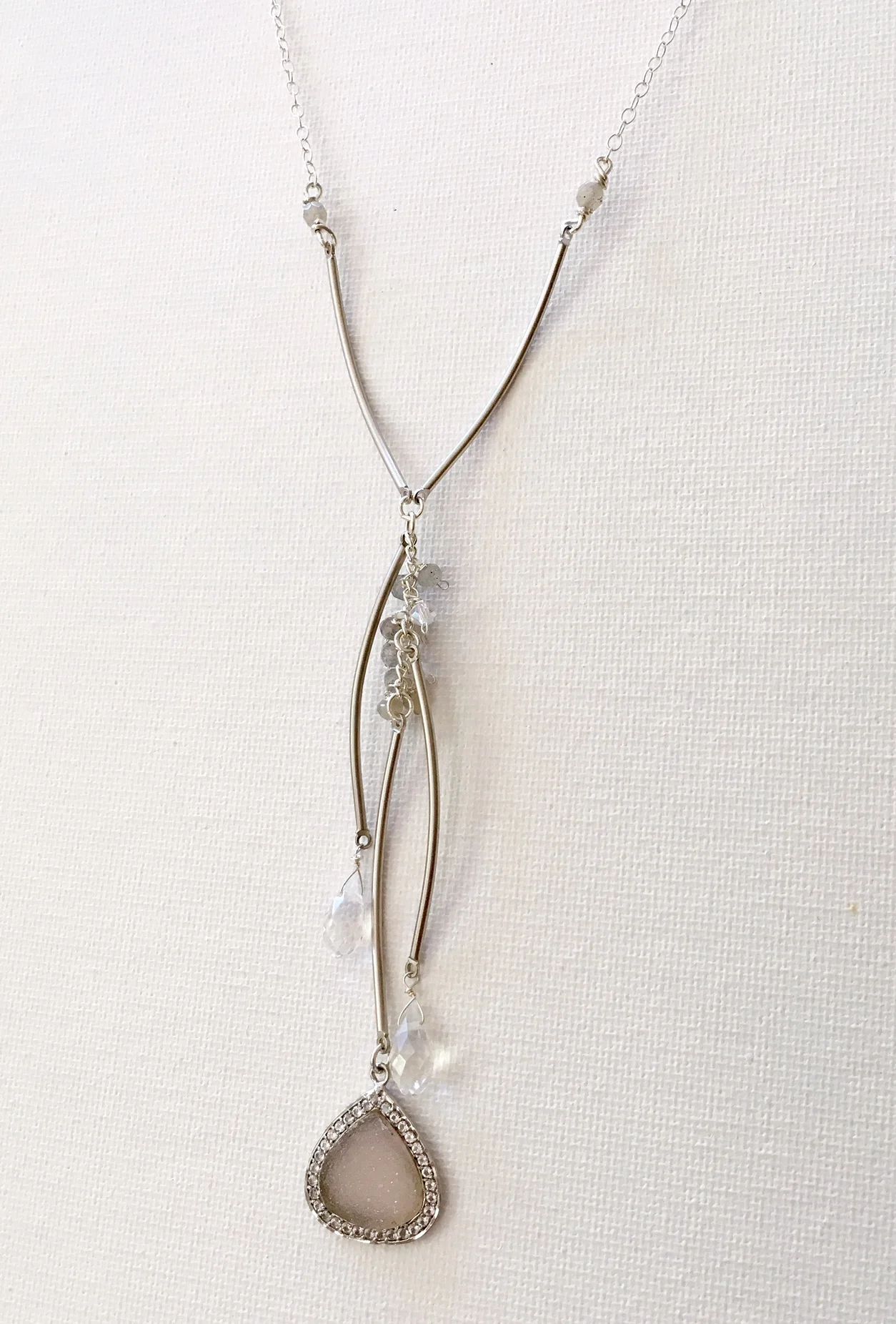 Rose Quartz Druzy/White Topaz 