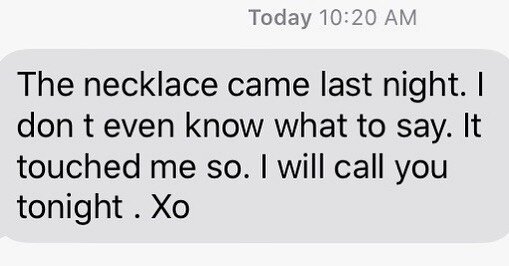 THIS makes me SO HAPPY❤️ . A customer&rsquo;s mother sent this message to her &amp; she passed it along to me🙏🏻 💞