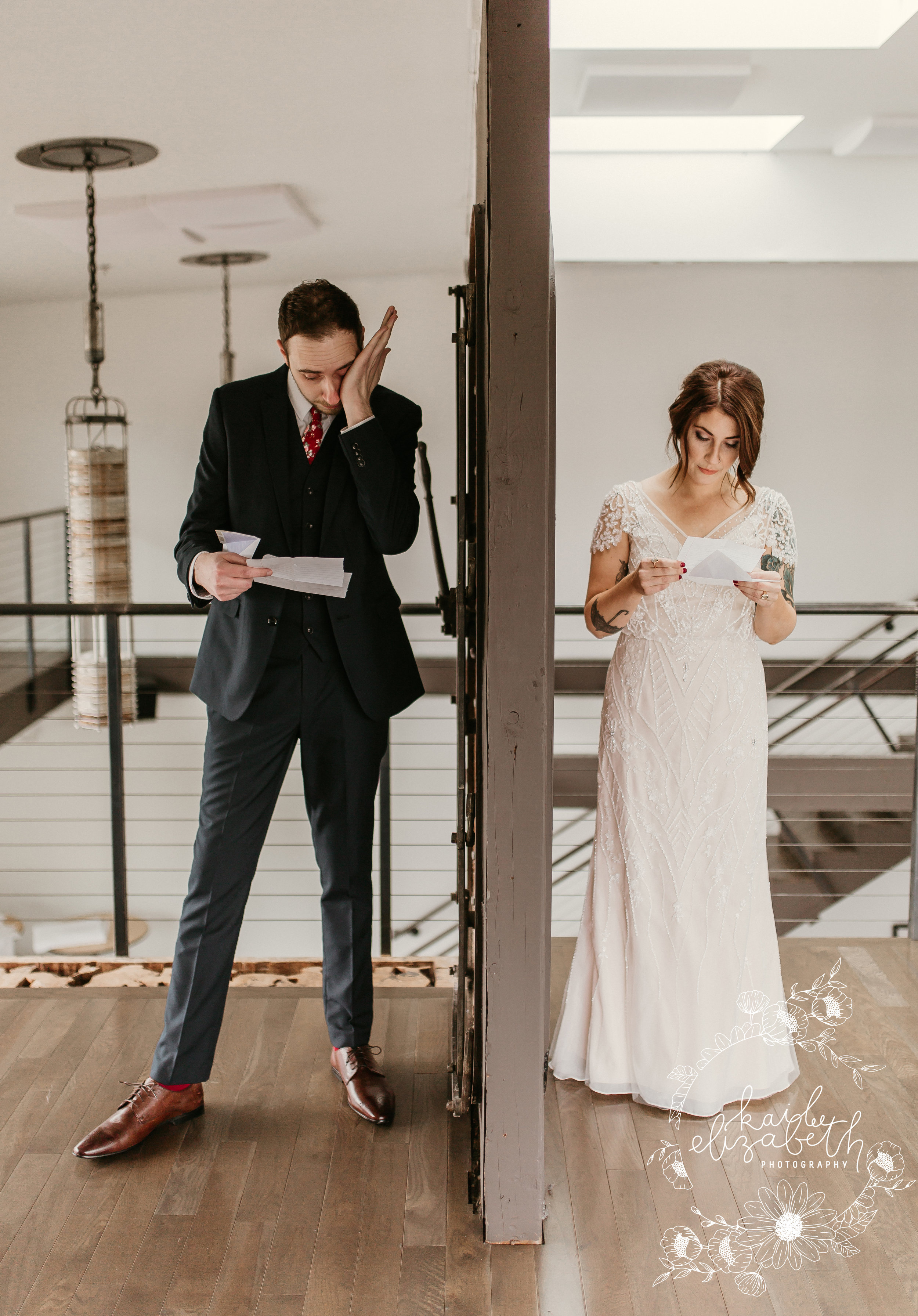 Aimee and Evan exchanging vows before their ceremony.