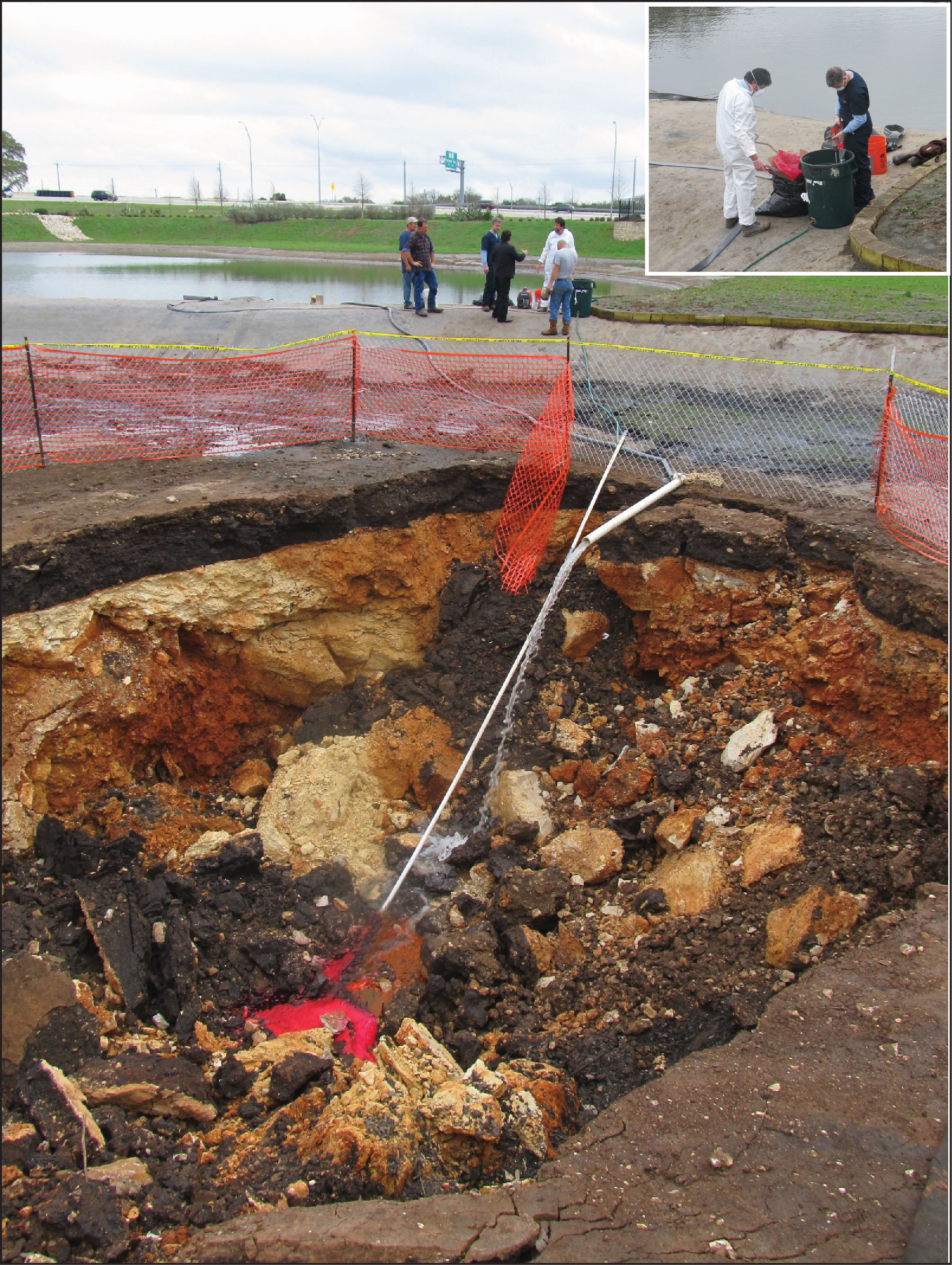 Dye tracing a sinkhole