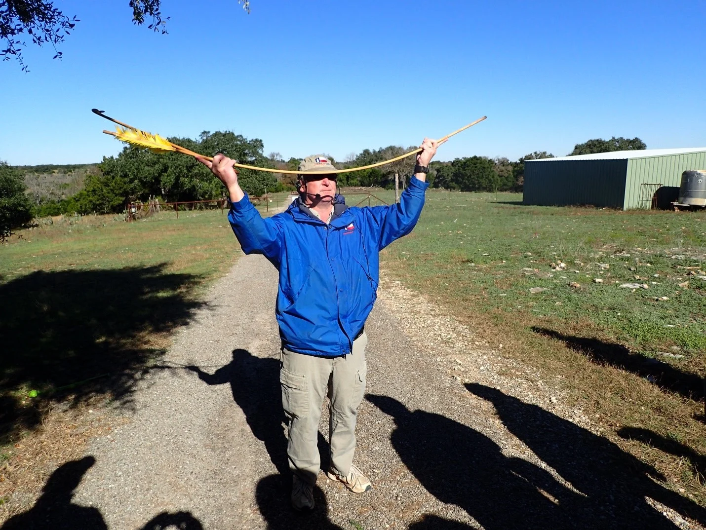 Figure SEQ Figure \* ARABIC
2 : Dr. Clark Wernecke explaining the mechanics of a spear thrown using an atlatl.