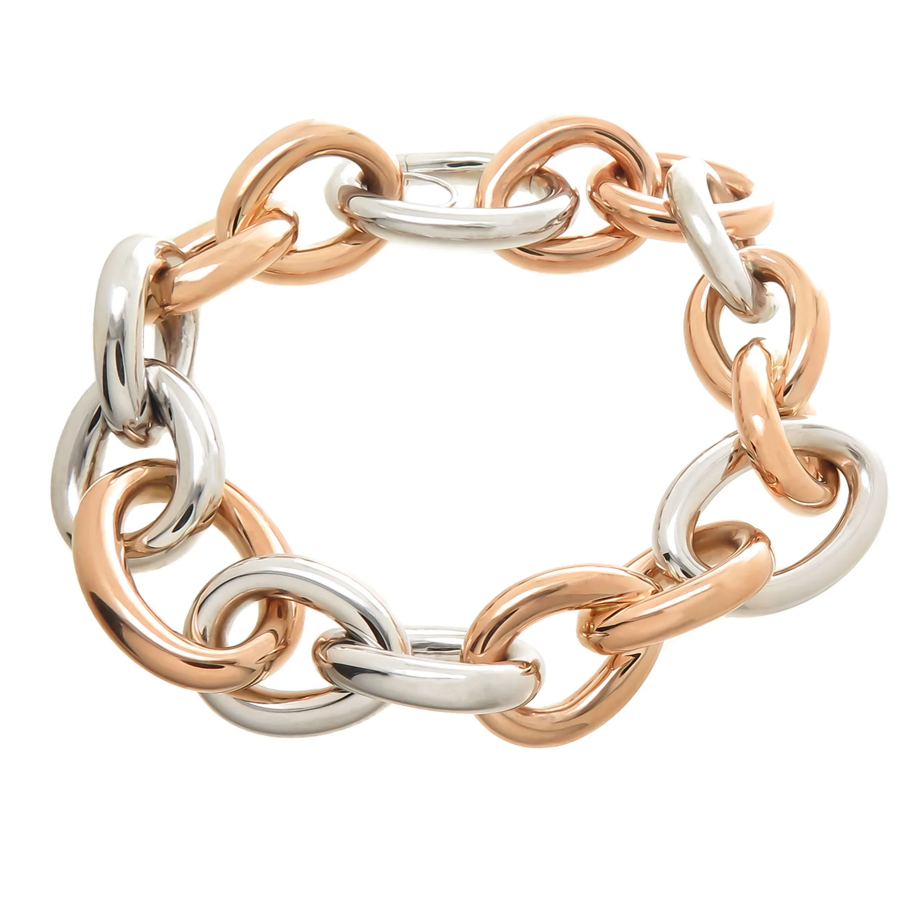 White and Rose Gold Oval Link Bracelet