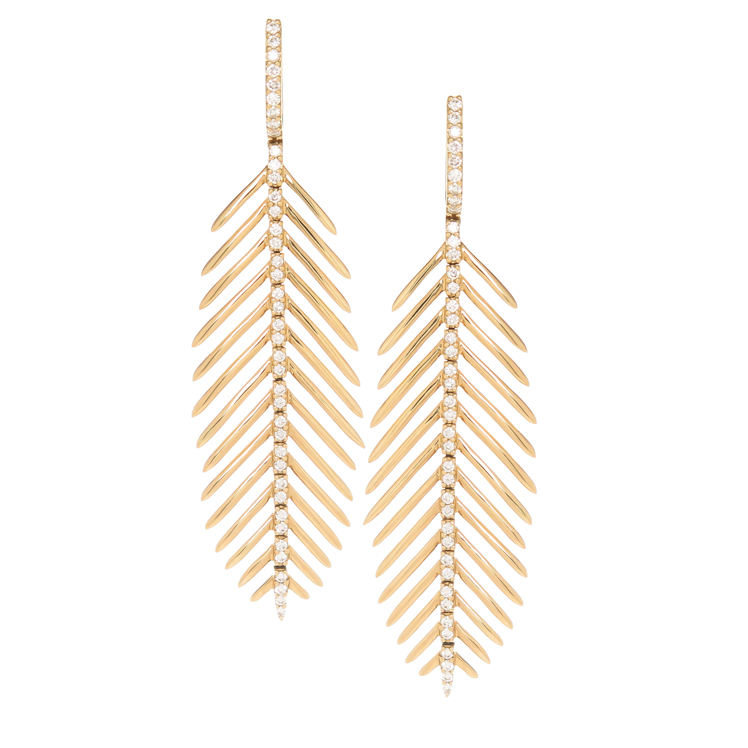 Diamond Feather Earrings