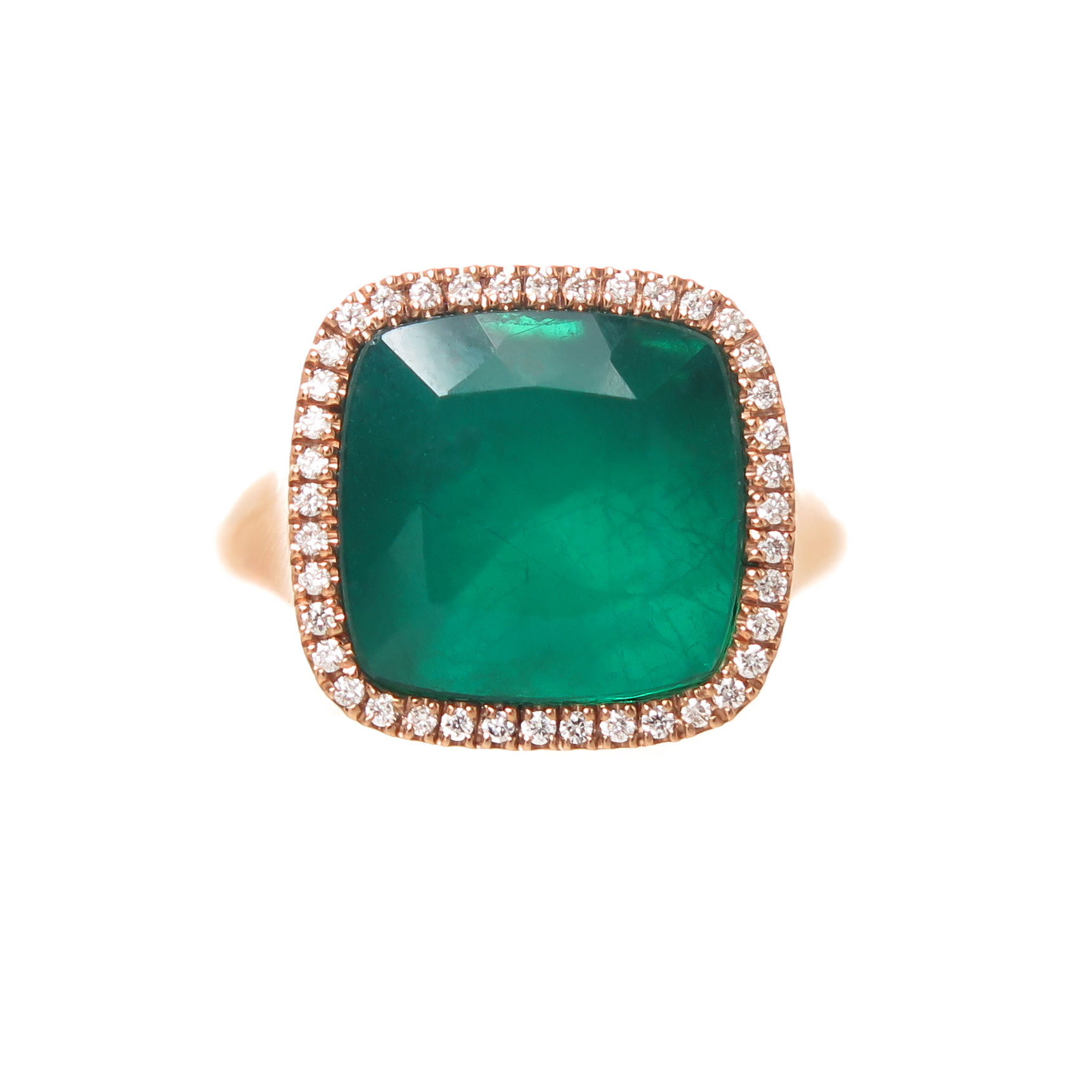 Cushion Sliced Emerald Ring