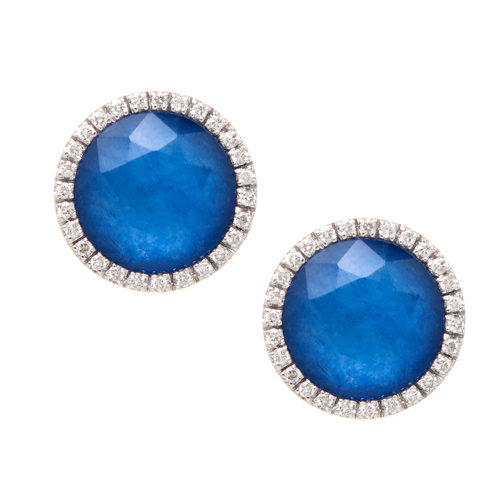 Round Sliced Sapphire Stud Earrings