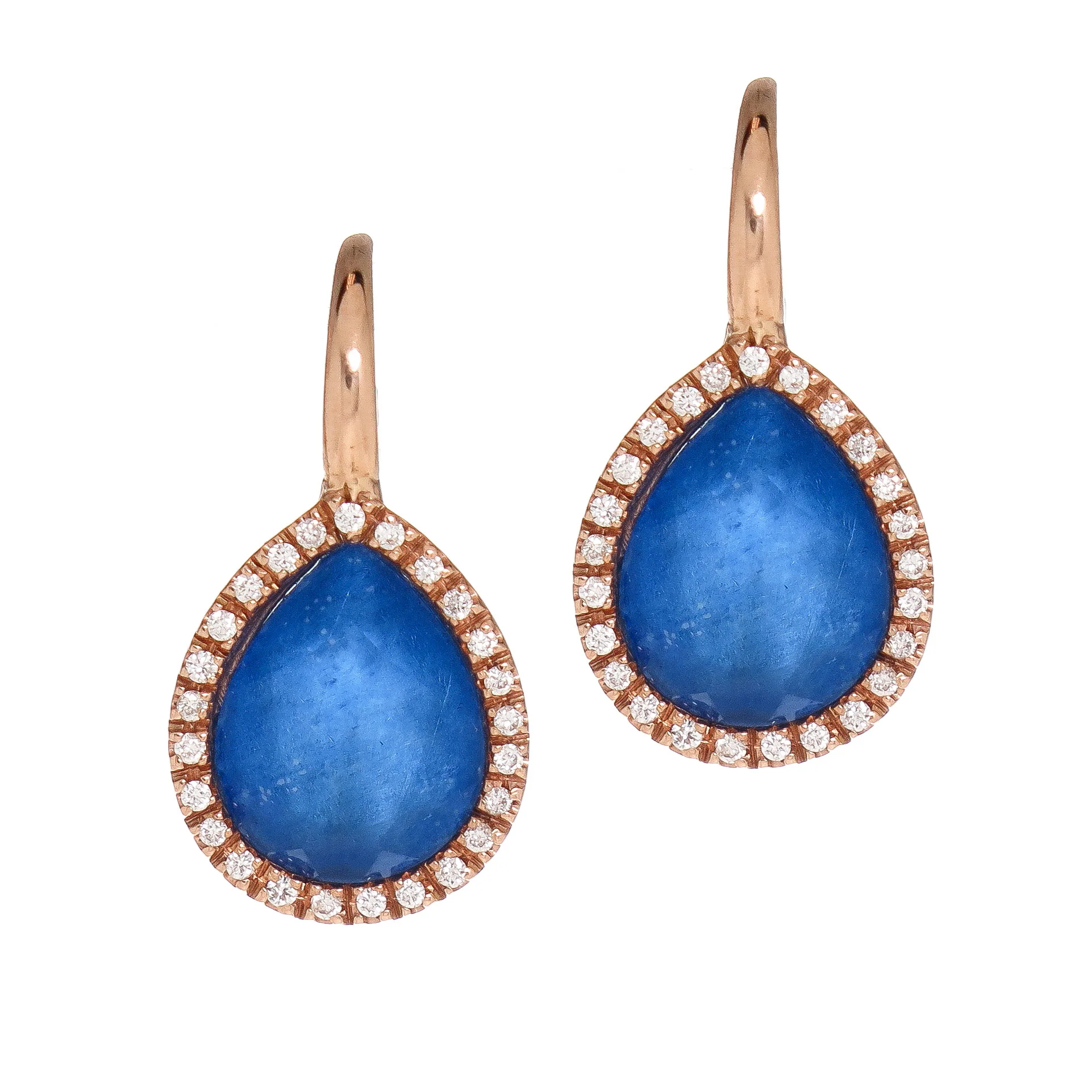 Pear Shaped Sliced Sapphire Earrings