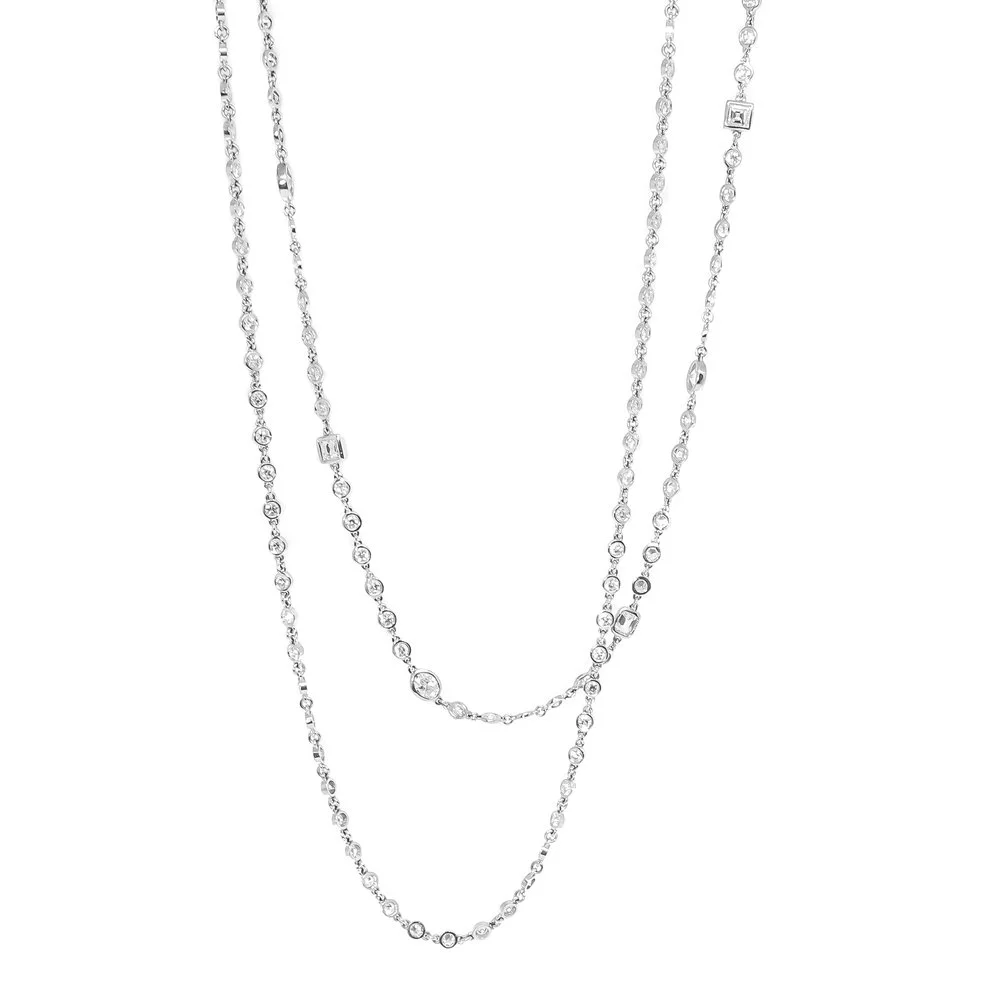 White Gold Diamond Bar Necklace