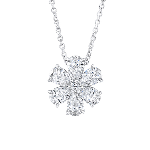 Heart Shaped Five Petal Flower Pendant
